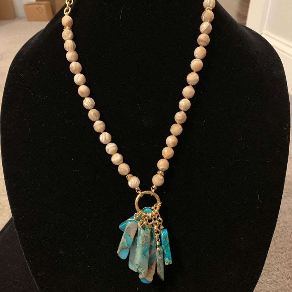 Smoky quartz and turquoise necklace